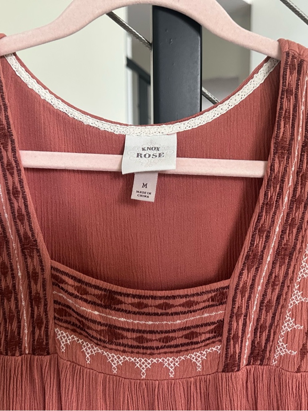 Knox Rose Dusty Rose Embroidered Sleeveless Boho Dress - Picture 5 of 13